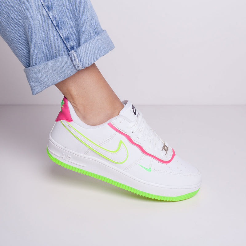 TÊNIS NIKE AIR FORCE SHADOW BRANCO ROSA/LIMÃO