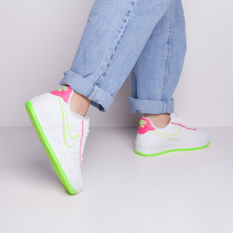 TÊNIS NIKE AIR FORCE SHADOW BRANCO ROSA/LIMÃO