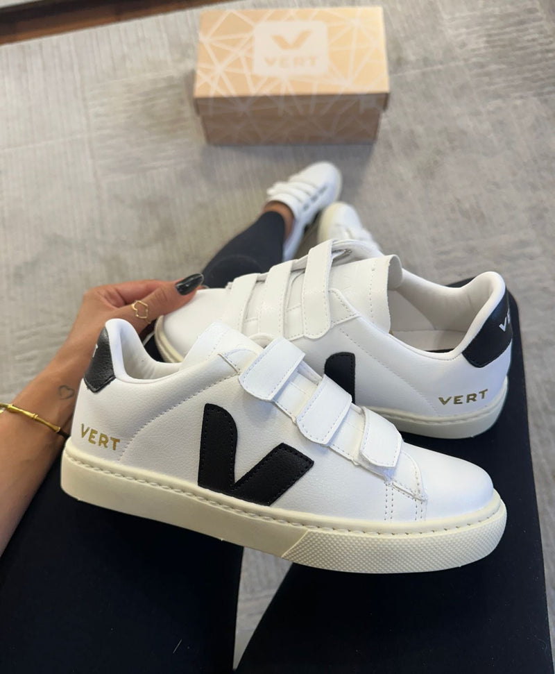 TENIS VERT VELCRO 1 BRANCO/PRETO